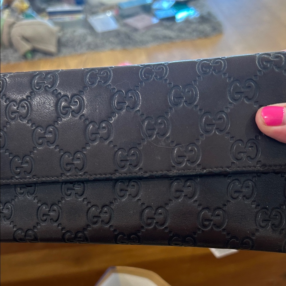 Gucci Brown Embossed Logo Wallet